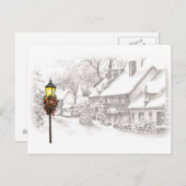 ヴィンテージのクリスマスタウンはがき シーズンポストカード (正面/裏面)