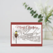ヴィンテージのクリスマスタウンはがき シーズンポストカード (スタンド正面)