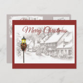 ヴィンテージのクリスマスタウンはがき シーズンポストカード (正面/裏面)