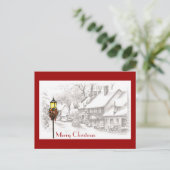 ヴィンテージのクリスマスタウンはがき シーズンポストカード (スタンド正面)