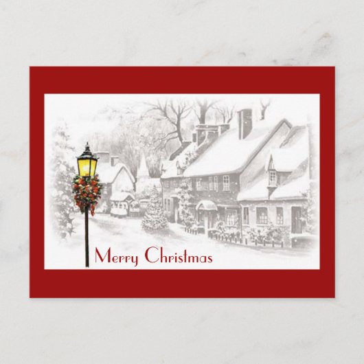 ヴィンテージのクリスマスタウンはがき シーズンポストカード (正面)