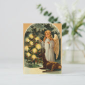 ヴィンテージのクリスマスツリーおよび天使 シーズンポストカード (スタンド正面)