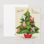 ヴィンテージのクリスマスツリーとオーナメント シーズンカード (正面/裏面)