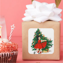 ヴィンテージのクリスマスツリーと女の子