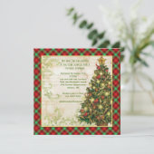 ヴィンテージのクリスマスツリーと渦巻き模様、スコットランドのタータン 招待状 (スタンド正面)