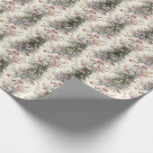 ヴィンテージのクリスマスツリーと花のラッピング紙 ラッピングペーパー (角)