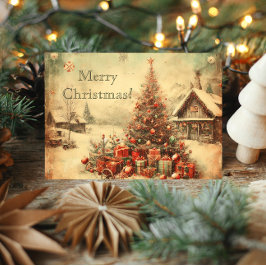 ヴィンテージのクリスマスツリーのグリーティパーソナライズされたング カード