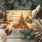 ヴィンテージのクリスマスツリーのグリーティパーソナライズされたング カード