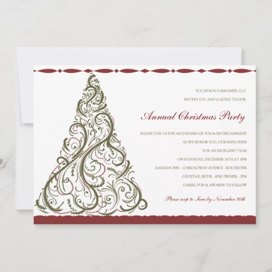 ヴィンテージのクリスマスツリーの招待状 招待状 (正面)