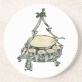 ヴィンテージのクリスマスツリー型パンチボウルに入ったエッグノッグ コースター (正面)