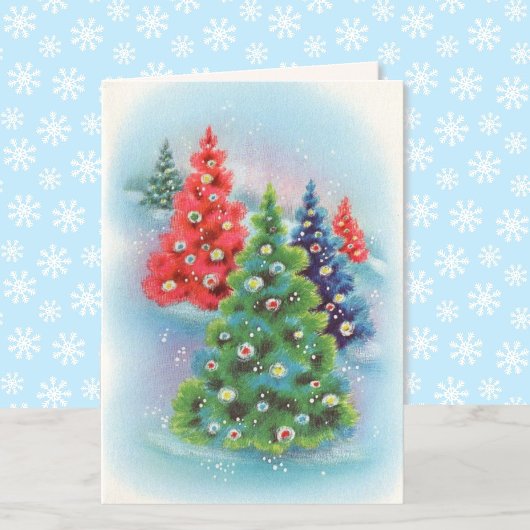 ヴィンテージのクリスマスツリー雪あなたの署名を追加 シーズンカード