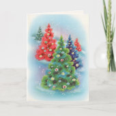 ヴィンテージのクリスマスツリー雪あなたの署名を追加 シーズンカード (正面)