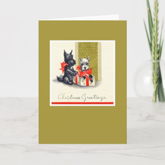 ヴィンテージのクリスマステリア犬 シーズンカード (正面)
