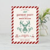 ヴィンテージのクリスマスディアの誕生日パーティー 招待状 (スタンド正面)