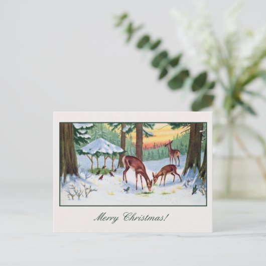 ヴィンテージのクリスマスディアフォレスト シーズンポストカード (スタンド正面)