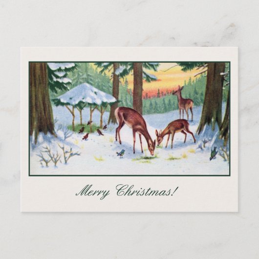 ヴィンテージのクリスマスディアフォレスト シーズンポストカード (正面)