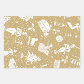 ヴィンテージのクリスマストイとシンボルパターン ラッピングペーパーシート (正面3)