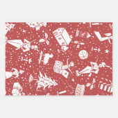 ヴィンテージのクリスマストイとシンボルパターン ラッピングペーパーシート (正面2)