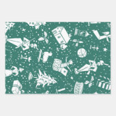 ヴィンテージのクリスマストイとシンボルパターン ラッピングペーパーシート (正面)
