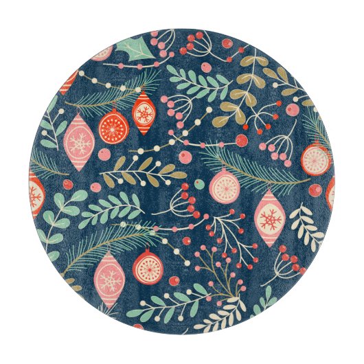 ヴィンテージのクリスマスハンド描きシームレス カッティングボード (正面)