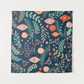 ヴィンテージのクリスマスハンド描きシームレス タペストリー (正面(横))