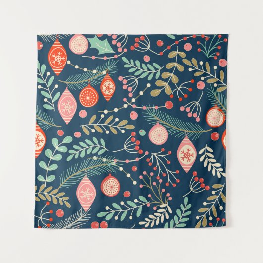 ヴィンテージのクリスマスハンド描きシームレス タペストリー (正面)