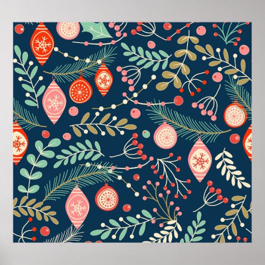 ヴィンテージのクリスマスハンド描きシームレス ポスター (正面)