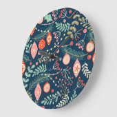 ヴィンテージのクリスマスハンド描きシームレス ラージ壁時計 (傾斜)