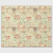 ヴィンテージのクリスマスパターンギフト用包装紙 ラッピングペーパー (フラット)