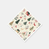 ヴィンテージのクリスマスパターン(1) スタンダードカクテルナプキン (角)