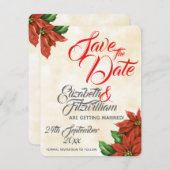 ヴィンテージのクリスマスパーティーの結婚式 Save The Date 招待状 (正面/裏面)