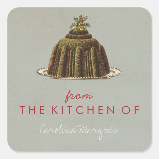 ヴィンテージのクリスマスプディングの台所から スクエアシール (正面)