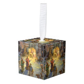 ヴィンテージのクリスマスプレゼントにマギを訪問 キューブオーナメント (正面アングル)