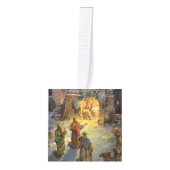 ヴィンテージのクリスマスプレゼントにマギを訪問 キューブオーナメント (正面)