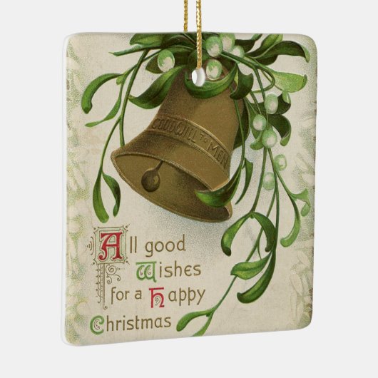 ヴィンテージのクリスマスベル（ミスタントー）の男性への親善 セラミックオーナメント (右)