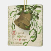 ヴィンテージのクリスマスベル(ミスタントー)の男性への親善 セラミックオーナメント (左)