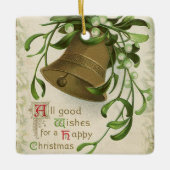 ヴィンテージのクリスマスベル（ミスタントー）の男性への親善 セラミックオーナメント (正面)