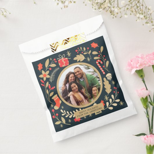 ヴィンテージのクリスマスボタニカルファミリーの写真 フェイバーバッグ (封をした状態)