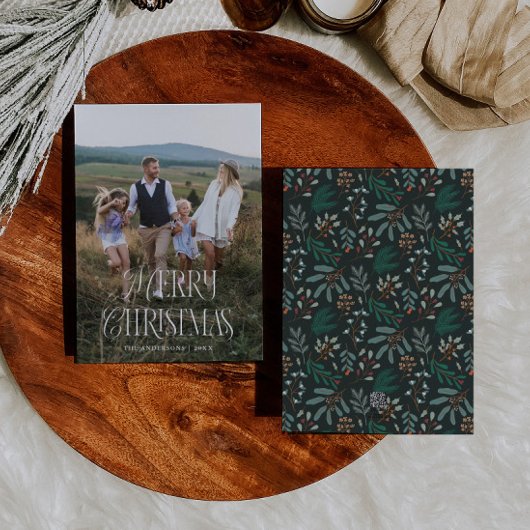 ヴィンテージのクリスマスボタニカル垂直方向の写真 シーズンカード