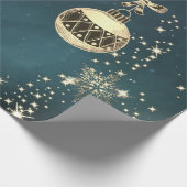 ヴィンテージのクリスマスボールと雪の結晶 ラッピングペーパー (角)