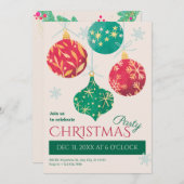 ヴィンテージのクリスマスボール 招待状 (正面/裏面)