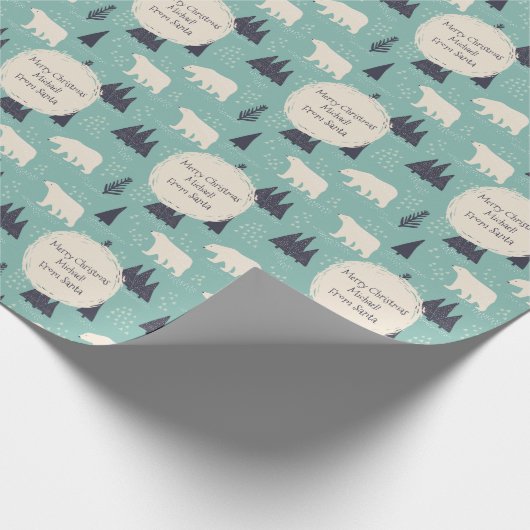 ヴィンテージのクリスマスポーラークマの行き来 ラッピングペーパー (角)