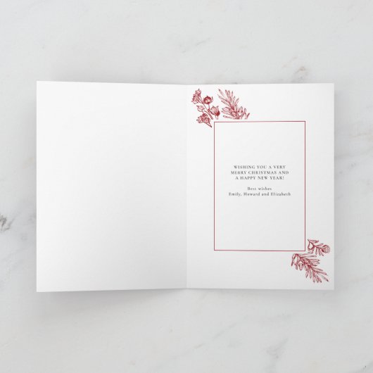 ヴィンテージのクリスマスリーフの写真 シーズンカード (内部)