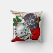 ヴィンテージのクリスマスレトロな猫の家の装飾の枕 クッション (正面)