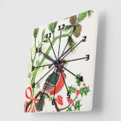 ヴィンテージのクリスマスロビン スクエア壁時計 (傾斜)