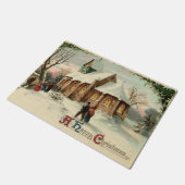 ヴィンテージのクリスマス教会場面休日 ドアマット (アングル)