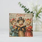 ヴィンテージのクリスマス猫が歌う シーズンカード (スタンド正面)