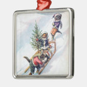 ヴィンテージのクリスマス猫のオーナメント メタルオーナメント (左)