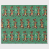 ヴィンテージのクリスマス猫の光 ラッピングペーパー (フラット)