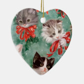 ヴィンテージのクリスマス猫 セラミックオーナメント (右)